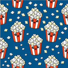 Wall Mural - Cute kids pop corn pattern for girls and boys. Colorful pop corn on the abstract grunge pattern create a fun cartoon drawing.The pop corn pattern is made in neon colors. Urban backdrop for textile.