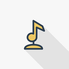 Wall Mural - music award golden musical note, best performer, composer winner. victory thin line flat color icon.