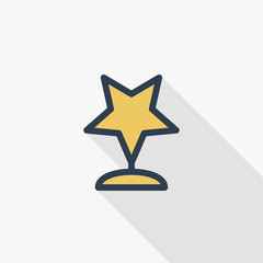 Wall Mural - trophy star winner award thin line flat color icon. linear vector illustration. pictogram isolated o