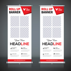 Wall Mural - Roll up banner design template, vertical, abstract background, pull up design, modern x-banner, rectangle size. 