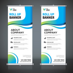 Wall Mural - roll up banner design template, vertical, abstract background, pull up design, modern x-banner, rect