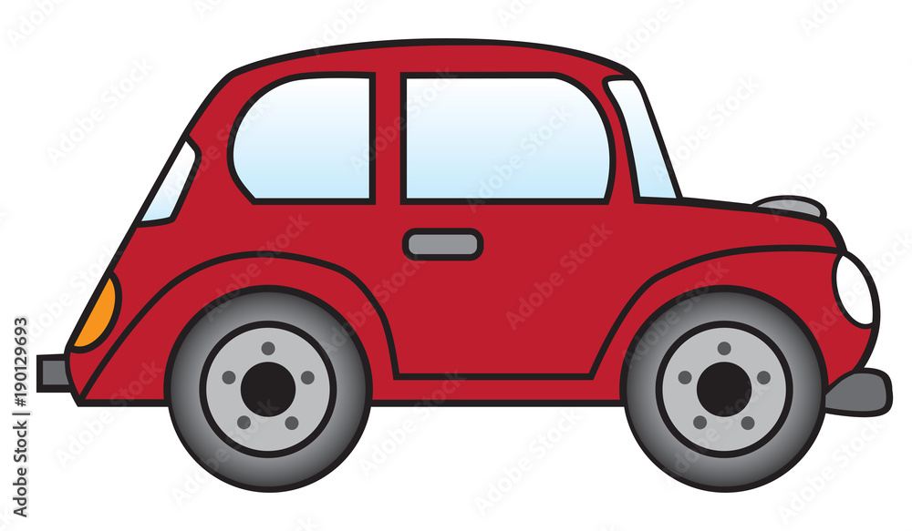 Vehucles Rode Cartoon A red cartoon car is ready to roll Stock Vector | Adobe Stock