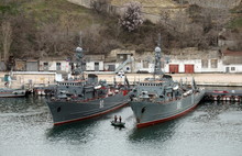 Sea Minesweepers In The Southern Bay Of Sevastopol.