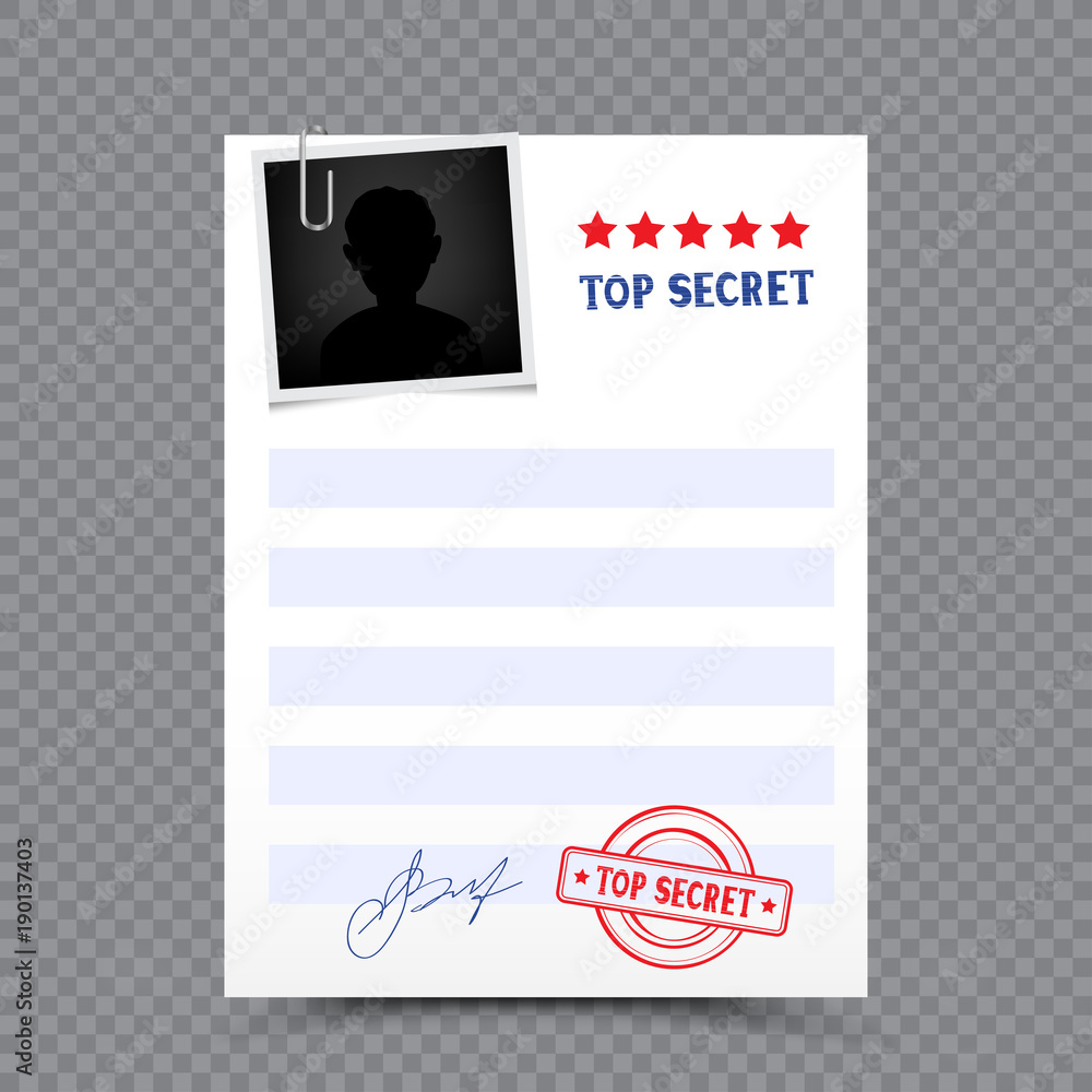 Secret Papers Example top secret paper document Stock Vector | Adobe Stock