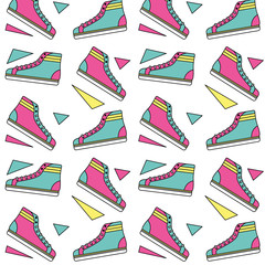 Poster - seamless pattern classic sneakers retro fashion