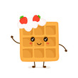 Cute smiling funny viennese waffle 