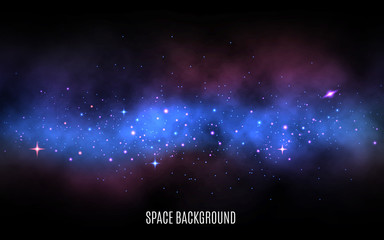 space background. milky way with colorful stars. blue nebula and stardust. galaxy background with sh