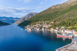 Fototapeta Uliczki - Aerial view on Lepetane Ferry. Montenegro. 