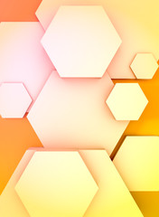 Sticker - The shape of hexagon concept design. Abstract technology background. 3D rendering