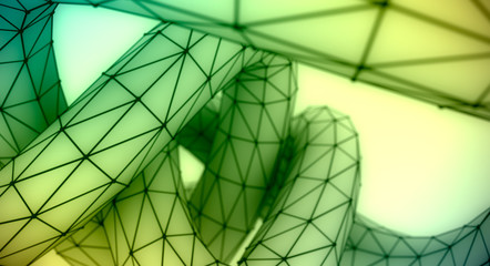 Wall Mural - abstract geometric shape. twisted tube textured by lines. 3d rendering. polygonal wire frame infinit