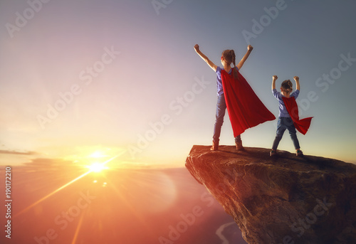 Fototapeta children are playing superhero