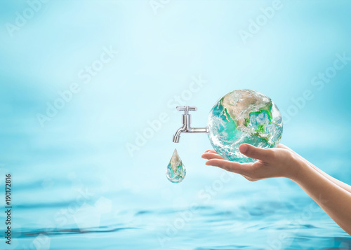 Fotografía World water day, saving water quality campaign and environmental protection concept