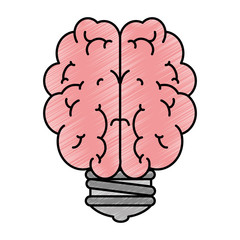 Sticker - bulb light with brain vector illustration design