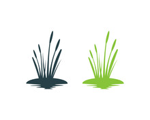 Cattails Plants Above The Water Illustration Symbol Logo Vector