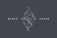Template Logo For Blockchain Technology. Rhombus With Connected Lines For Brand, Logo, Logotype Of Smart Contract Block Symbol. Design For Decentralized Transactions. Vector Illustration