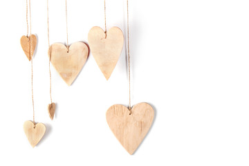 Wall Mural - Wood hearts on rope