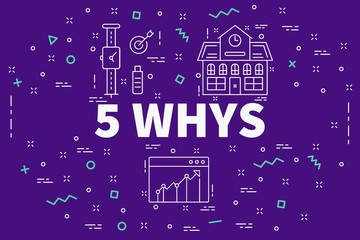 Conceptual business illustration with the words 5 whys