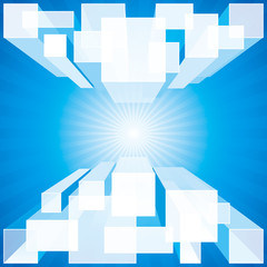 Leinwandbilder - Perspective structure blue abstract geometric background. 