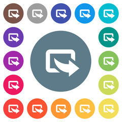 Sticker - Export symbol with bottom right arrow flat white icons on round color backgrounds