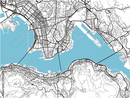 Cuadros en Lienzo Black and white vector city map of Hong Kong with well organized separated layers
