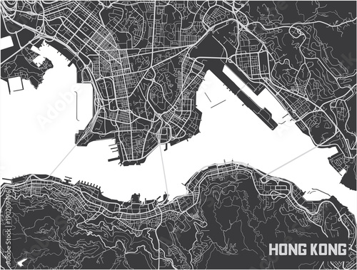 Cuadros en Lienzo Minimalistic Hong Kong city map poster design.