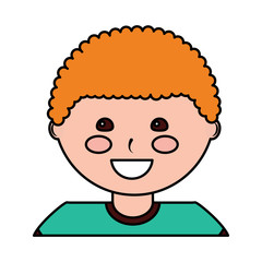 Sticker - happy cute boy face young character vector illustration