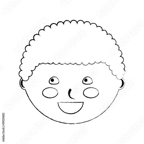 Happy Cute Boy Face Young Character Vector Illustration