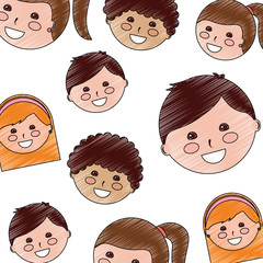 Wall Mural - pattern happy little young boys and girls wavinh hands vector illustration