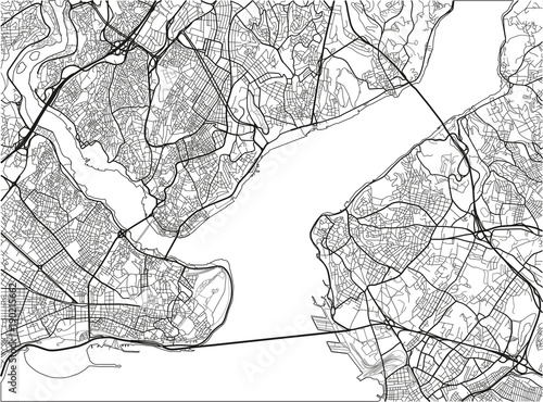 Fotografía Black and white vector city map of Istanbul with well organized separated layers