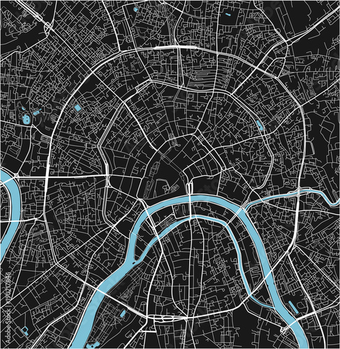 Cuadros en Lienzo Black and white vector city map of Moscow with well organized separated layers