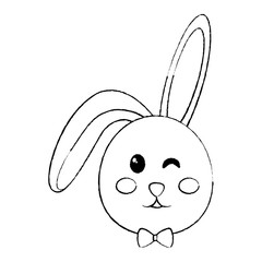 Poster - cute bunny face cartoon funny animal vector illustration