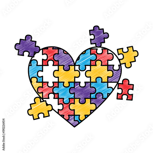 jigsaw puzzle heart pieces connect solution vector