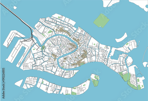 Cuadros en Lienzo Colorful Venice vector city map