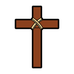 Canvas Print - religious wooden cross christianity symbol vector illustration