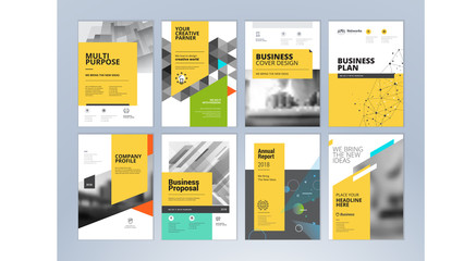 Wall Mural - set of business brochure, annual report, flyer design templates in a4 size. vector illustrations for