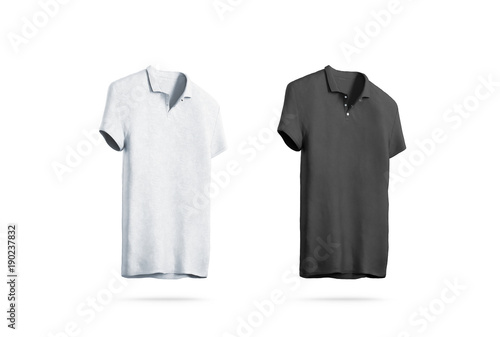 Blank Black And White Polo Shirt Mockup Isolated Front Side View 3d Rendering Empty Sport T Shirt Uniform Mock Up Plain Clothing Design Template Cotton Clear Dress With Collar And Short Sleeves