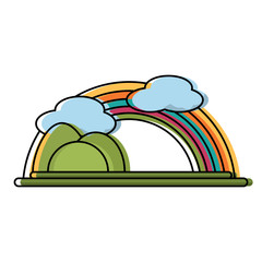 Sticker - Rainbow and mountains landscape