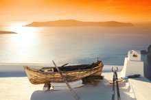 Santorini Island Leisure Life Boat Sunset