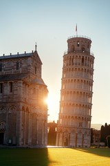 Leaning tower in Pisa sunrise