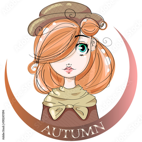 Autumn Style Cute Girl With Red Hair Beauty Fashion Woman