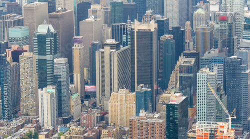 Plakat Nowy Jork, USA. Zadziwiający powietrzny Manhattan widok przy zmierzchem