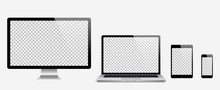 Computer, Laptop, Tablet, Phone Set . Vector Illustration