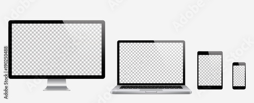 Fotografía Computer, laptop, tablet, phone set . Vector illustration