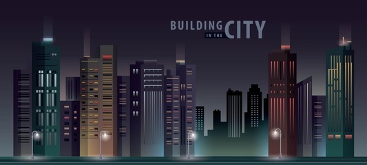 Wall Mural - White Building in the City, skyscraper Perspective. Architecture vector.