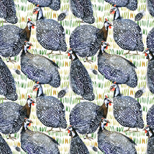 Guinea Fowl Bird Watercolor Seamless Pattern.