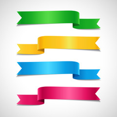 Wall Mural - set of colored decorative arrow ribbons. green, yellow, blue, red banners, vector illustration