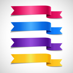 Wall Mural - set of colored decorative arrow ribbons. red, blue, purple, yellow banners, vector illustration