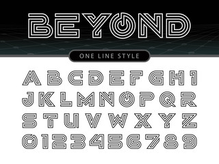 Vector of stylized rounded font and alphabet