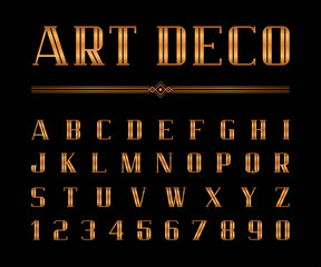 Wall Mural - Vector of Art Deco font and alphabet, Condensed letters set. The Great Gatsby Style