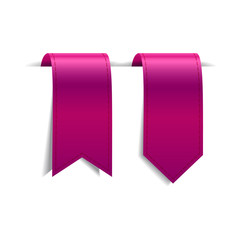 Wall Mural - set of crimson decorative ribbons, labels, tags or bookmarks, vector illustration
